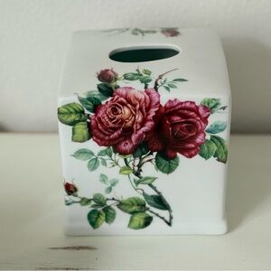 Vtg Godinger Co Rose Porcelain Tissue Box/Holder Cover French Country Victorian